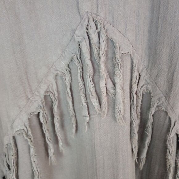 Maria de Guadalajara Dress Fringe Mexico Brown Small Lagenlook Artsy Boho Loose - Picture 2 of 5